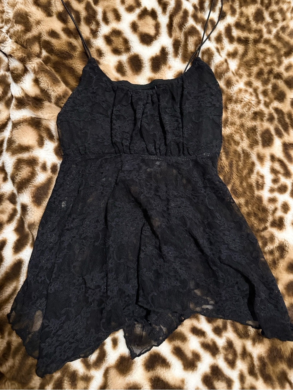 Just Polly Black Lace Spaghetti Strap Tank Top babydoll top